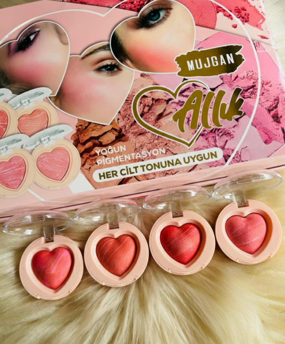 4'lü Kalp Allık Blush Seti